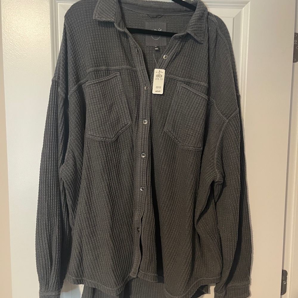 Aerie Charcoal Button-Up
